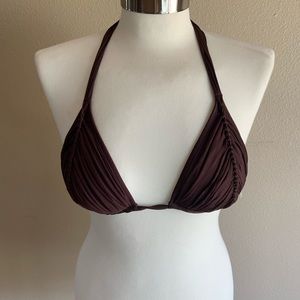 Pilyq Brown Macrame bikini top size large